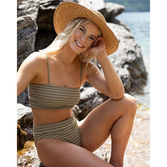 Billabong Striped High Waisted Bikini Bottoms - Picture 2 of 8